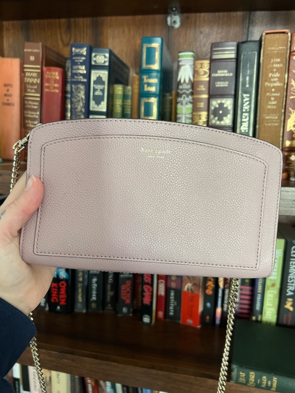 kate spade Dusty Rose Pebbled Leather Chain Crossbody Wallet